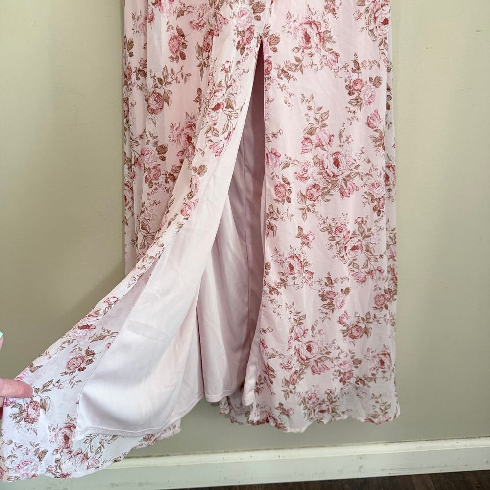 Audrey Parks Francesca's Floral Maxi Dress M Pink Cottage Feminine Romantic NWT - Picture 4 of 9